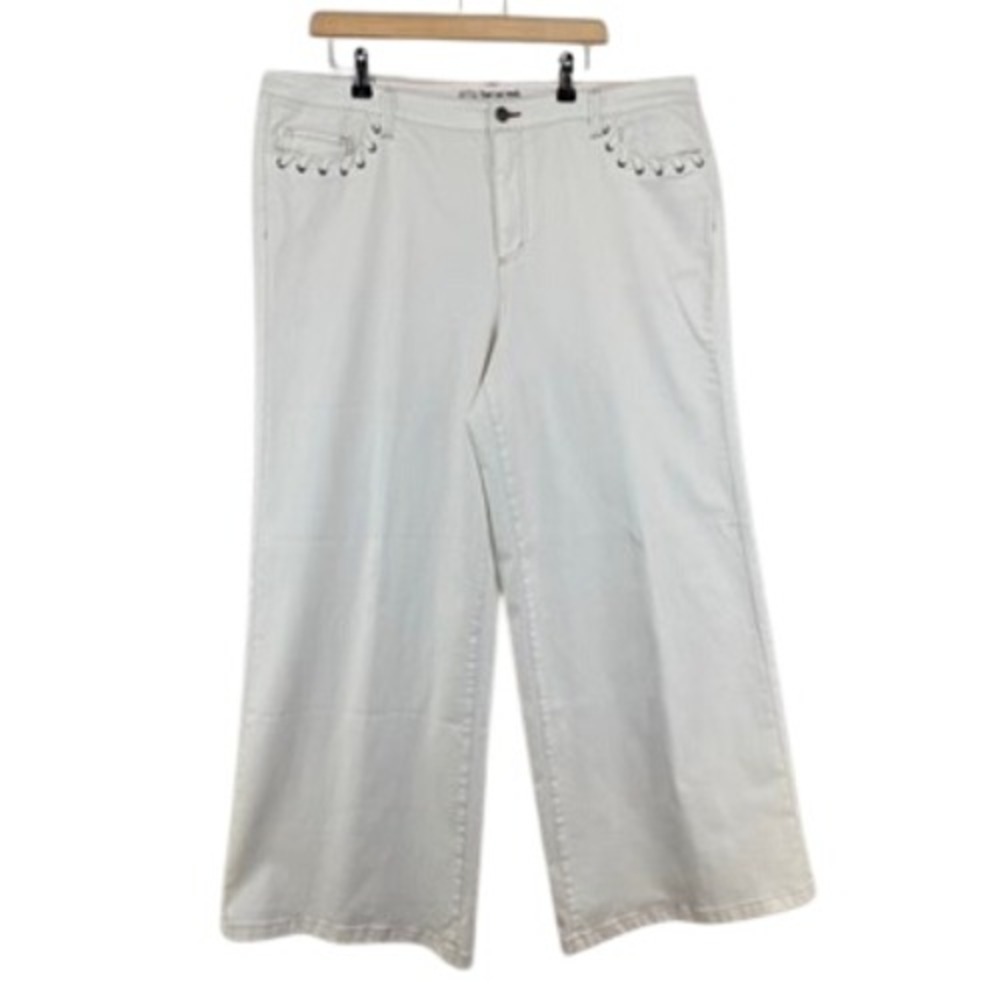 Peace Love World Cream Wide Leg Lace Up Pocket Jeans Womens Size 20W